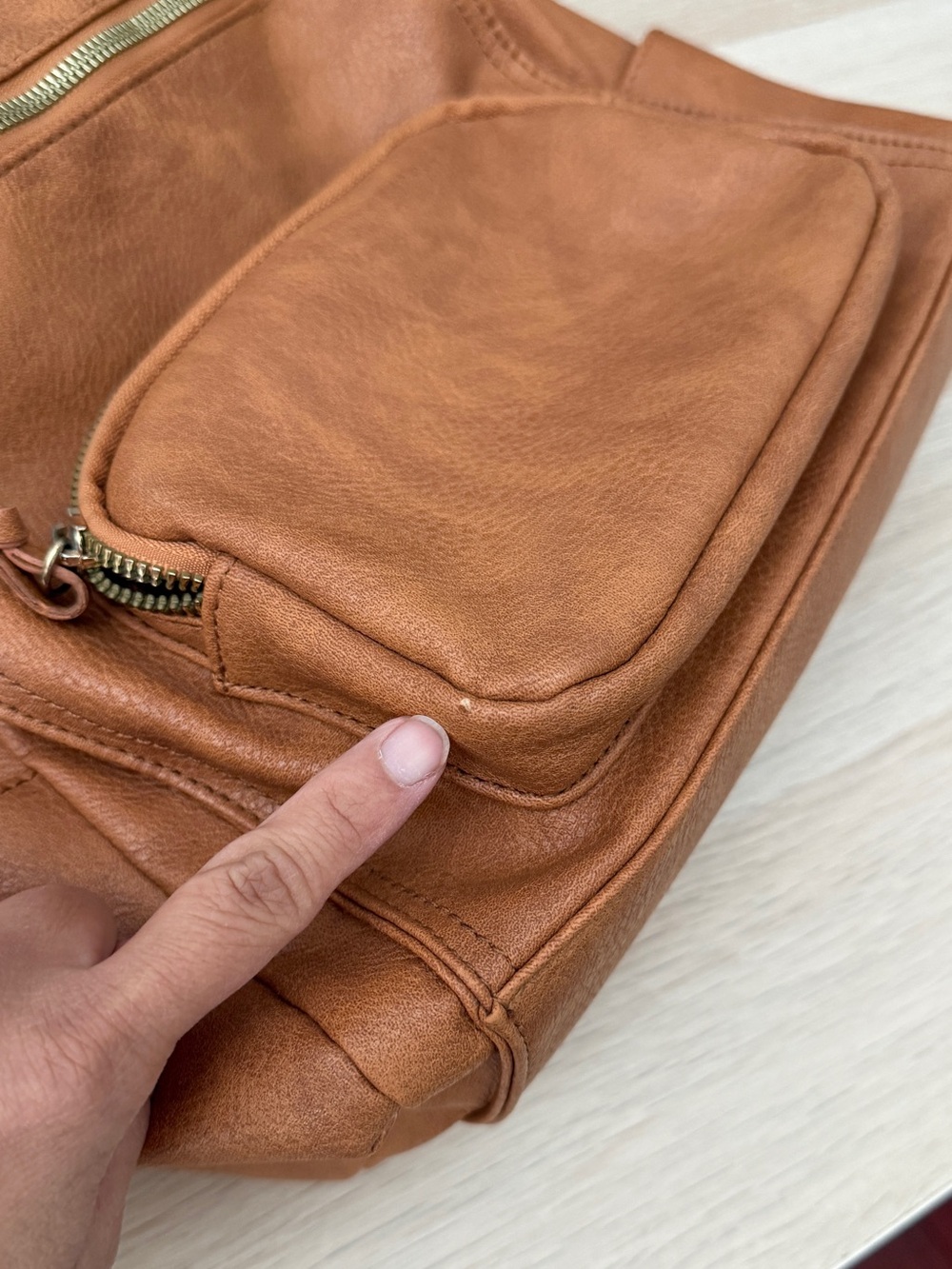 Brown Faux Leather Backpack - Picture 6 of 7